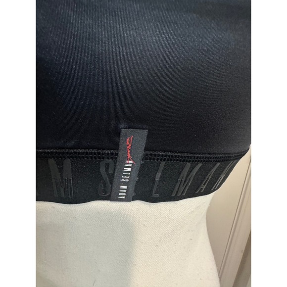 Adam Selman Sport Black Bra Top Medium Logo Band‎ Minimal Athleisure Activewear - Picture 4 of 5